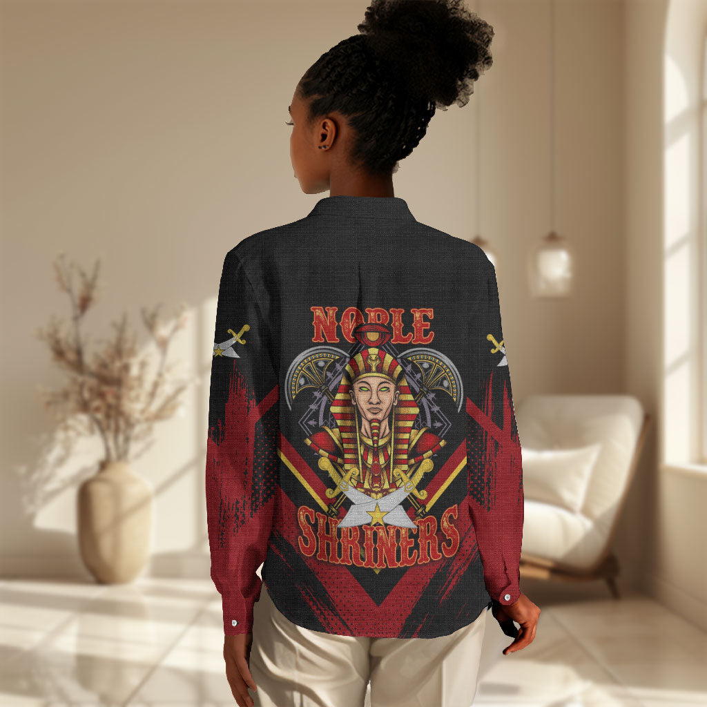 Noble Shriners Women Casual Shirt Masonic Egyptian Pharaoh Scimitar Emblem