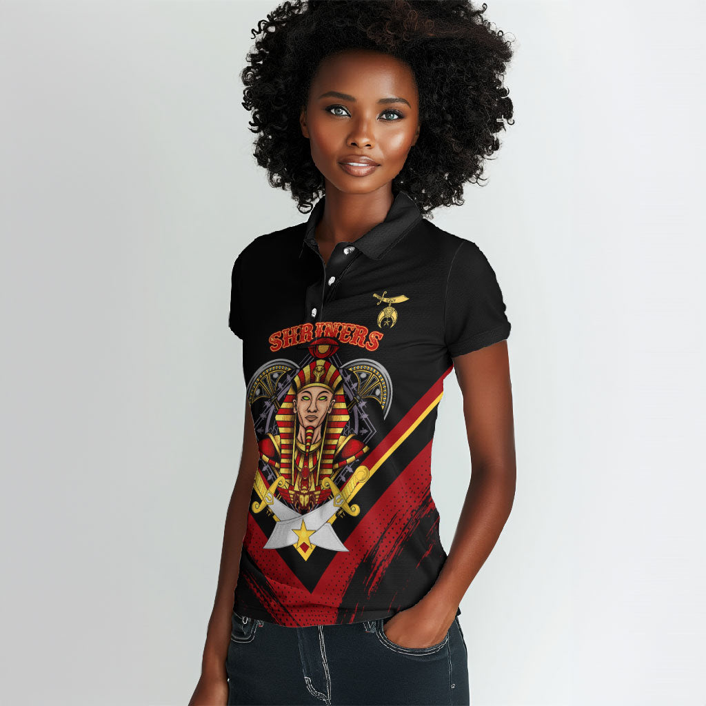 Noble Shriners Women Polo Shirt Masonic Egyptian Pharaoh Scimitar Emblem
