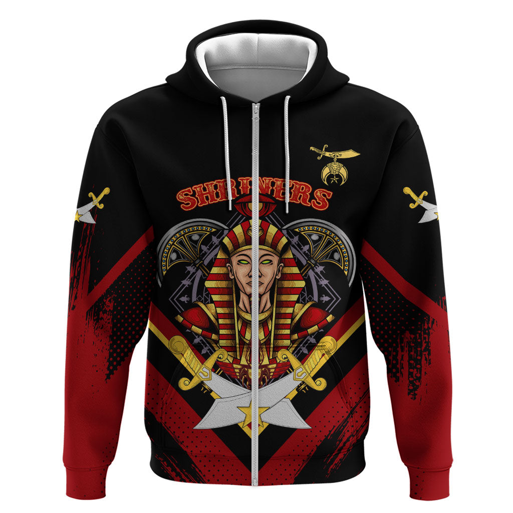 Noble Shriners Zip Hoodie Masonic Egyptian Pharaoh Scimitar Emblem