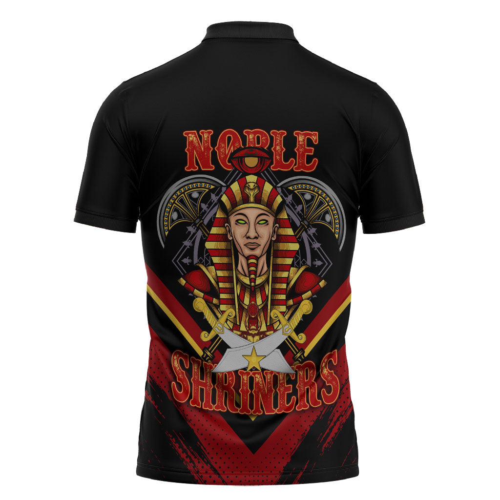 Noble Shriners Zipper Polo Shirt Masonic Egyptian Pharaoh Scimitar Emblem