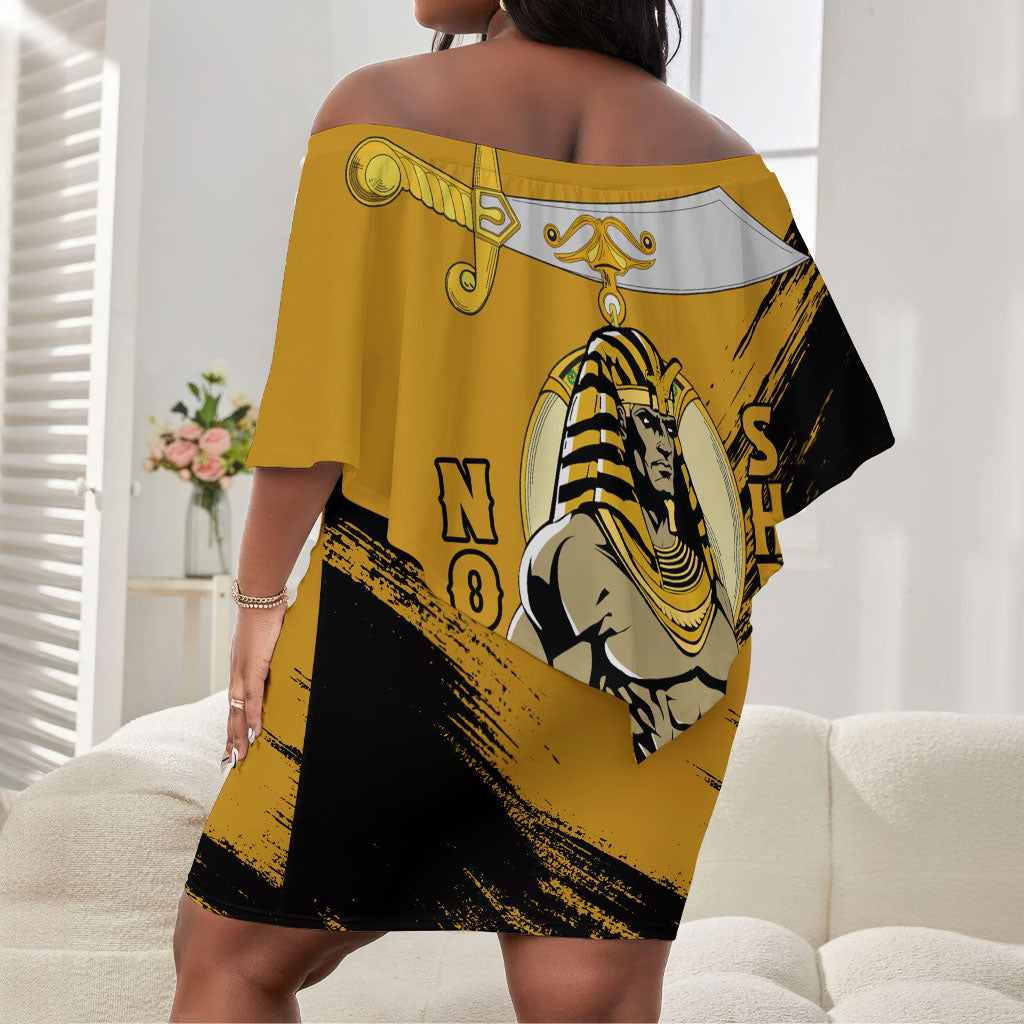 Noble Shriners Off Shoulder Short Dress Egyptian Pharaoh Warrior - Scimitar Sword