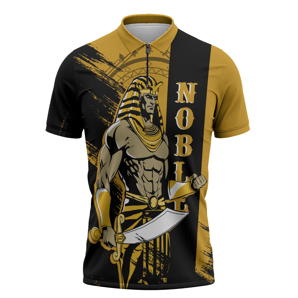 Noble Shriners Zipper Polo Shirt Egyptian Pharaoh Warrior - Scimitar Sword