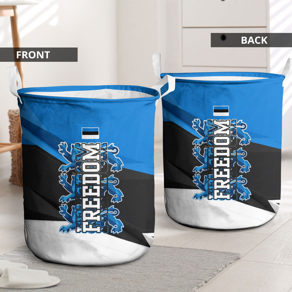 Estonia Flag 1884 Freedom Laundry Basket Geometric Lion Crest National Pride