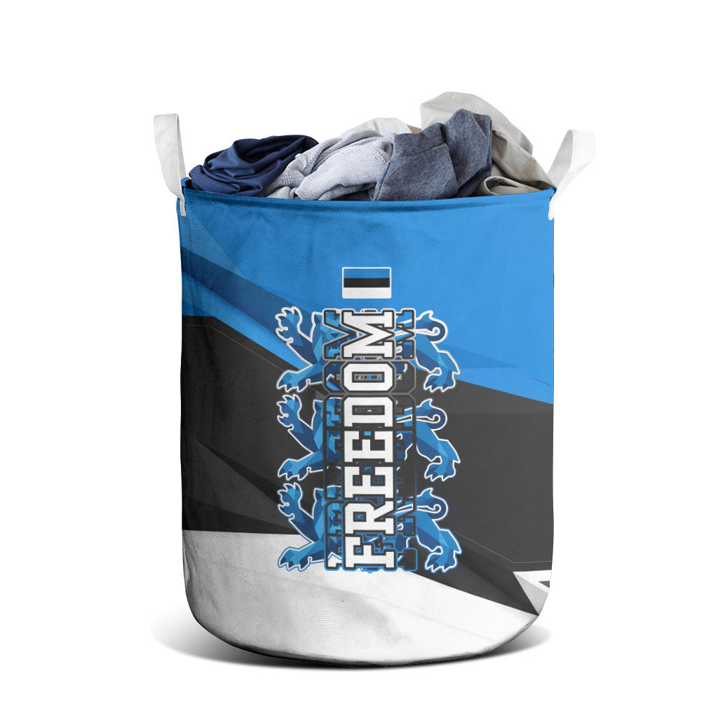 Estonia Flag 1884 Freedom Laundry Basket Geometric Lion Crest National Pride