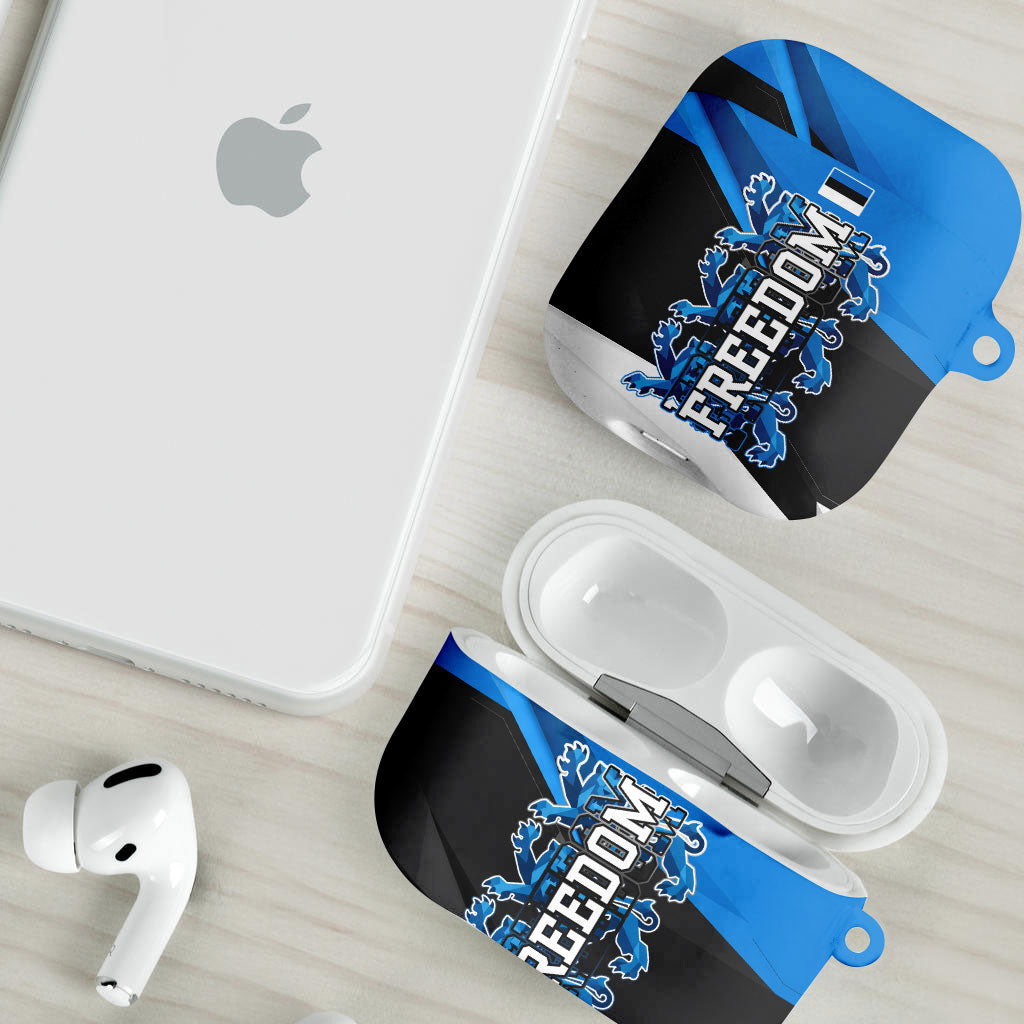Estonia Flag 1884 Freedom AirPods Case Geometric Lion Crest National Pride
