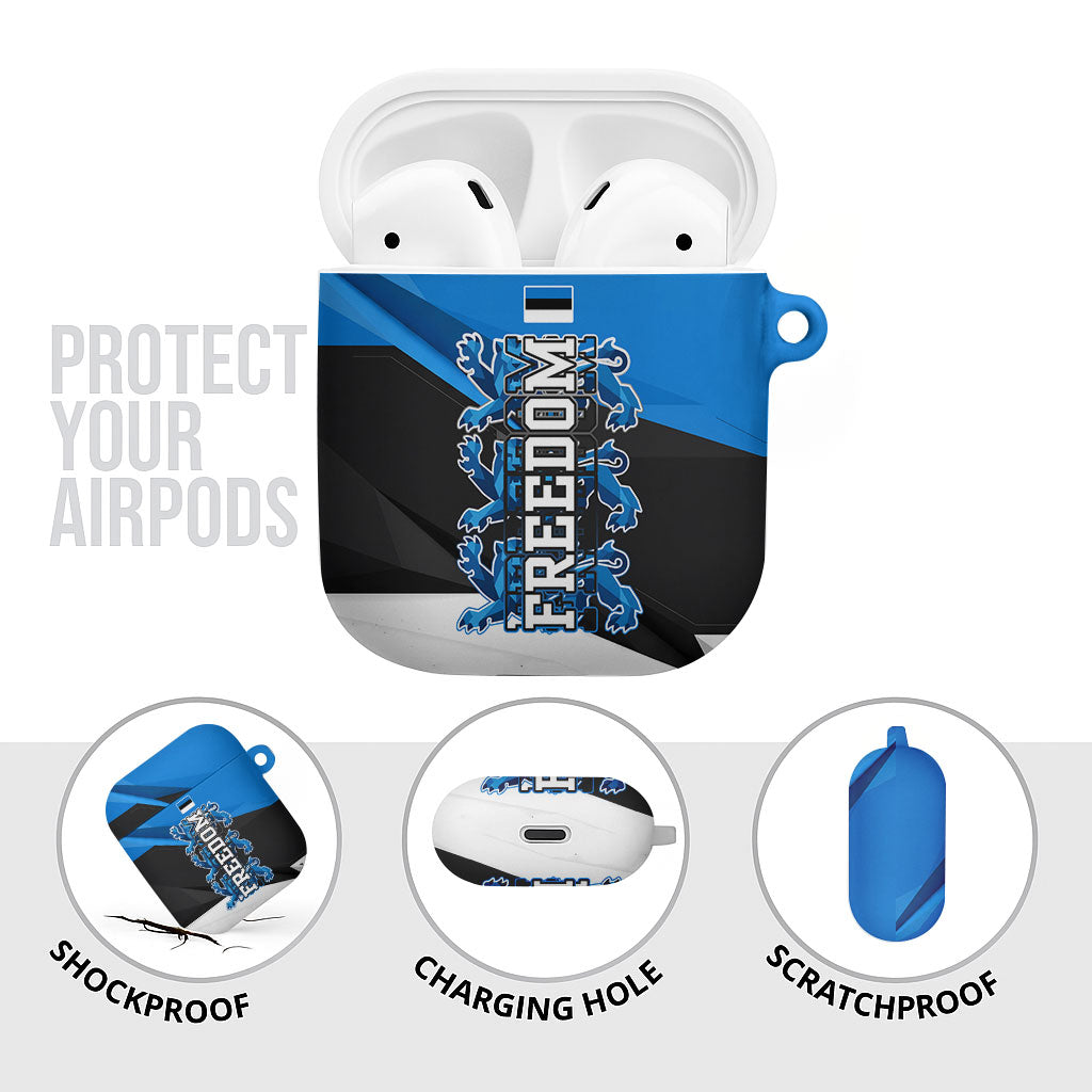 Estonia Flag 1884 Freedom AirPods Case Geometric Lion Crest National Pride