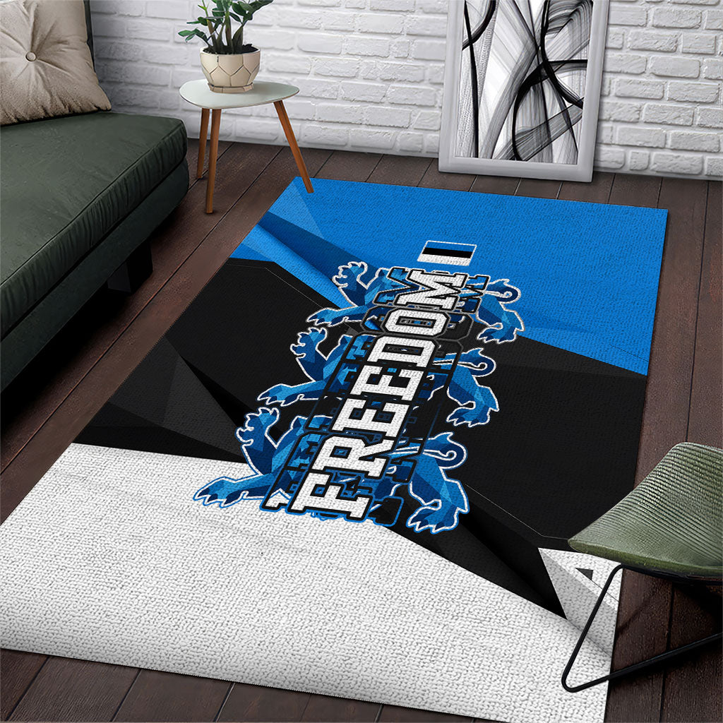 Estonia Flag 1884 Freedom Area Rug Geometric Lion Crest National Pride