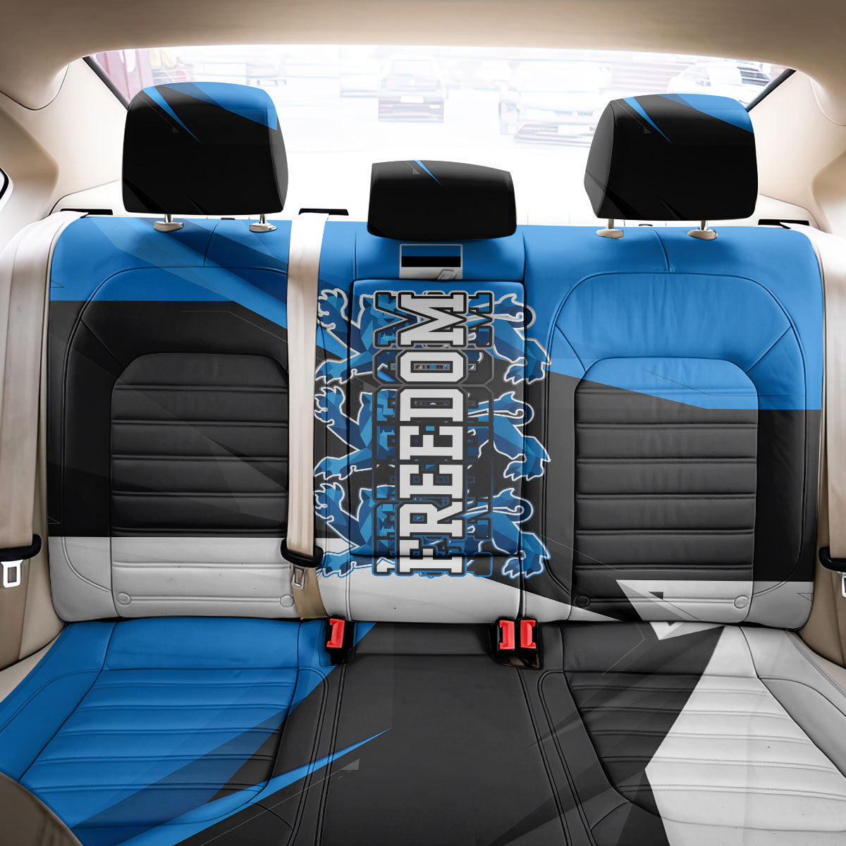 Estonia Flag 1884 Freedom Back Car Seat Cover Geometric Lion Crest National Pride