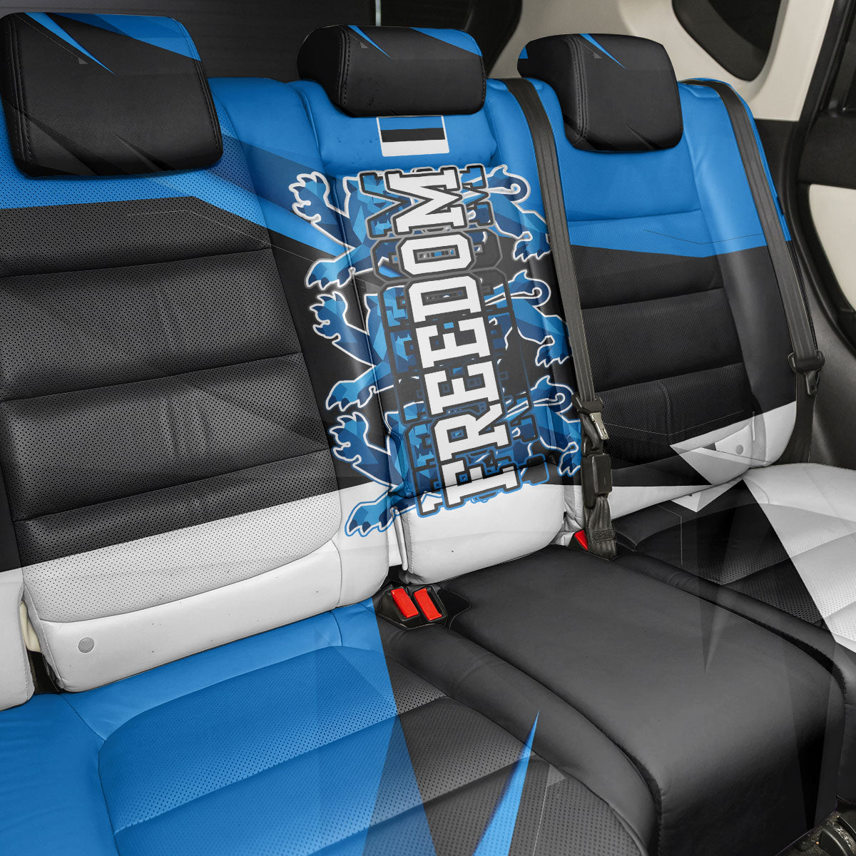 Estonia Flag 1884 Freedom Back Car Seat Cover Geometric Lion Crest National Pride