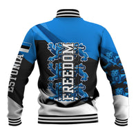 Estonia Flag 1884 Freedom Baseball Jacket Geometric Lion Crest National Pride