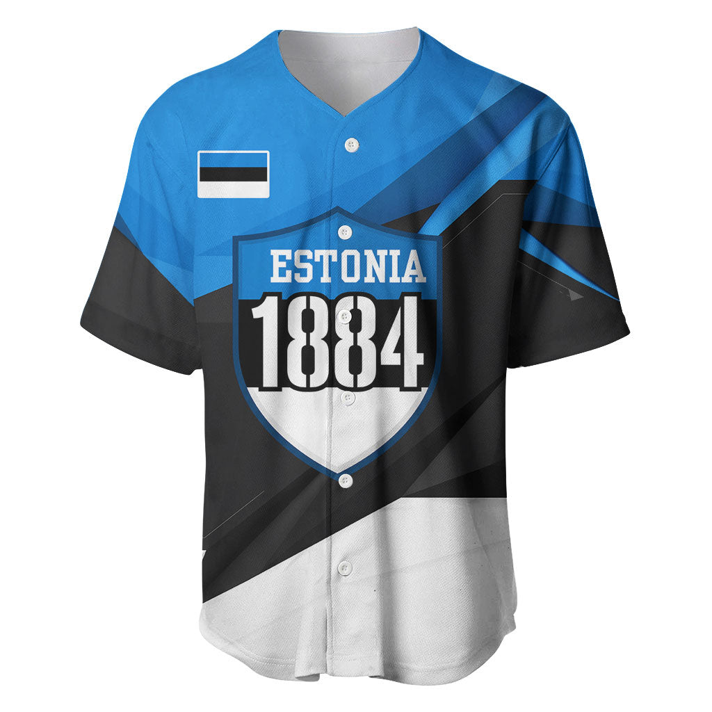 Estonia Flag 1884 Freedom Baseball Jersey Geometric Lion Crest National Pride