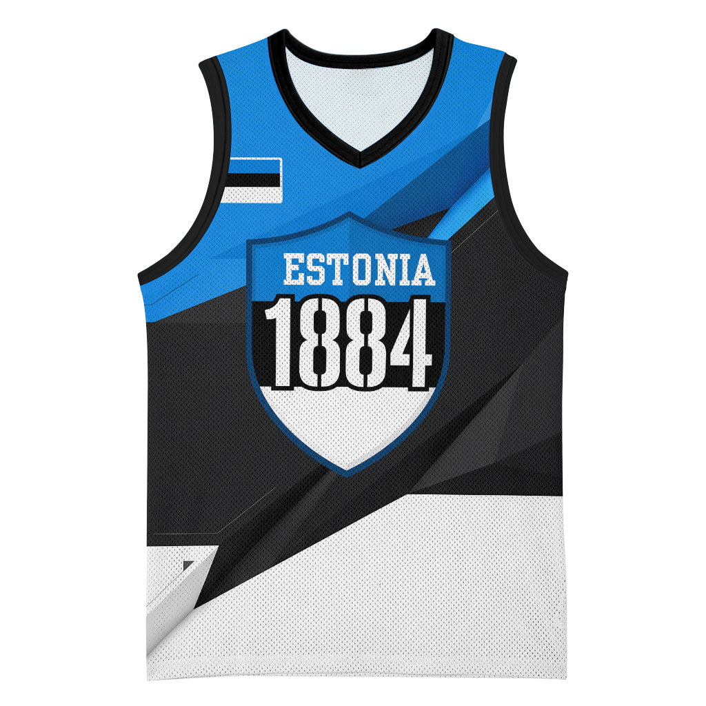 Estonia Flag 1884 Freedom Basketball Jersey Geometric Lion Crest National Pride