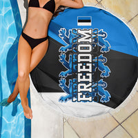 Estonia Flag 1884 Freedom Beach Blanket Geometric Lion Crest National Pride