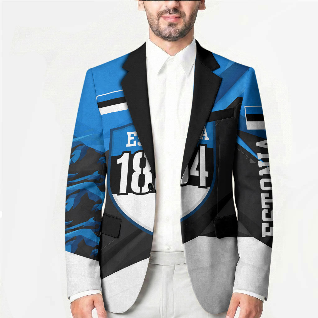 Estonia Flag 1884 Freedom Blazer Geometric Lion Crest National Pride