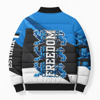 Estonia Flag 1884 Freedom Bomber Puffer Jacket Geometric Lion Crest National Pride
