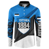 Estonia Flag 1884 Freedom Button Sweatshirt Geometric Lion Crest National Pride