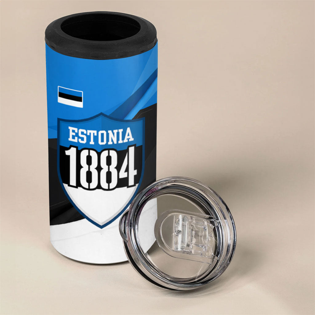 Estonia Flag 1884 Freedom 4 in 1 Can Cooler Tumbler Geometric Lion Crest National Pride