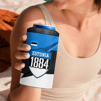 Estonia Flag 1884 Freedom 4 in 1 Can Cooler Tumbler Geometric Lion Crest National Pride