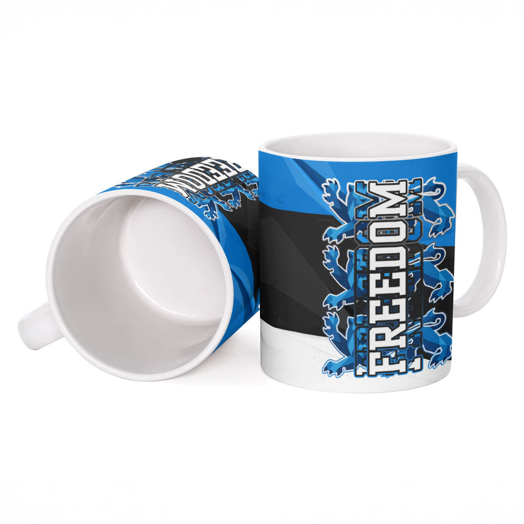 Estonia Flag 1884 Freedom Ceramic Mug Geometric Lion Crest National Pride