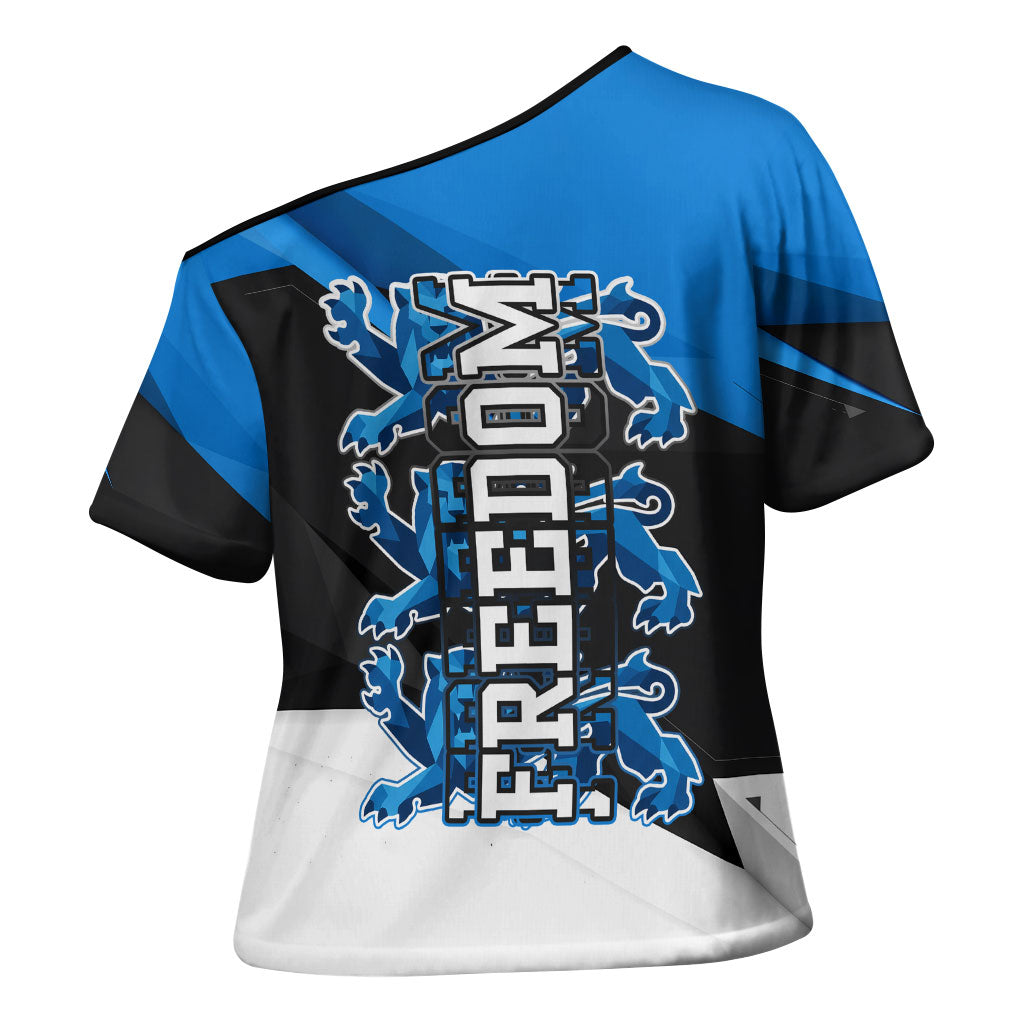 Estonia Flag 1884 Freedom Cross Shoulder Shirt Geometric Lion Crest National Pride