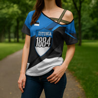 Estonia Flag 1884 Freedom Cross Shoulder Shirt Geometric Lion Crest National Pride