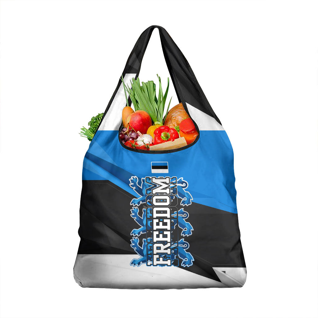 Estonia Flag 1884 Freedom Grocery Bag Geometric Lion Crest National Pride