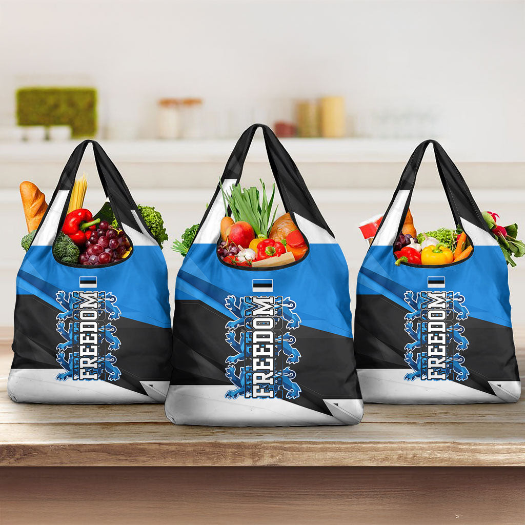 Estonia Flag 1884 Freedom Grocery Bag Geometric Lion Crest National Pride