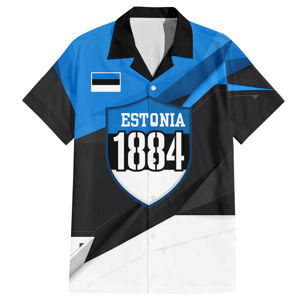 Estonia Flag 1884 Freedom Hawaiian Shirt Geometric Lion Crest National Pride