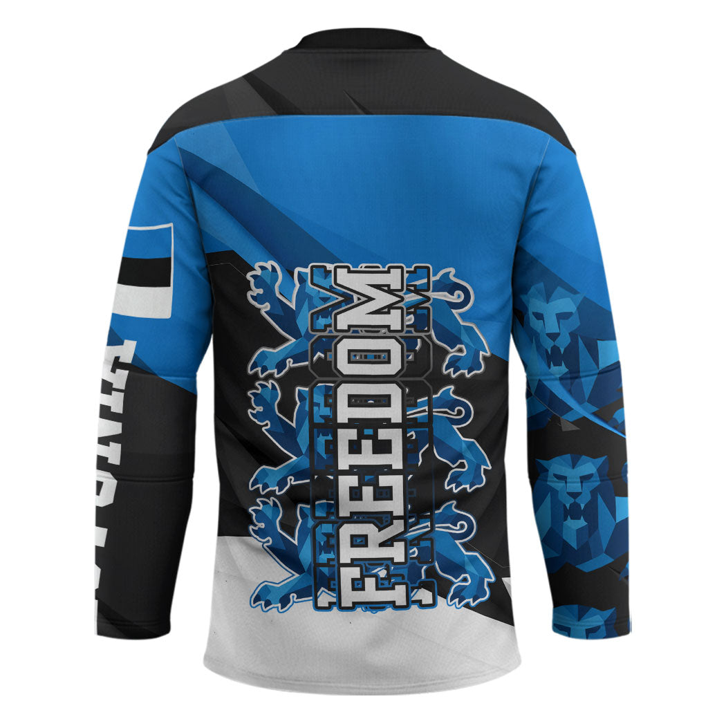 Estonia Flag 1884 Freedom Hockey Jersey Geometric Lion Crest National Pride