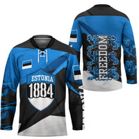 Estonia Flag 1884 Freedom Hockey Jersey Geometric Lion Crest National Pride