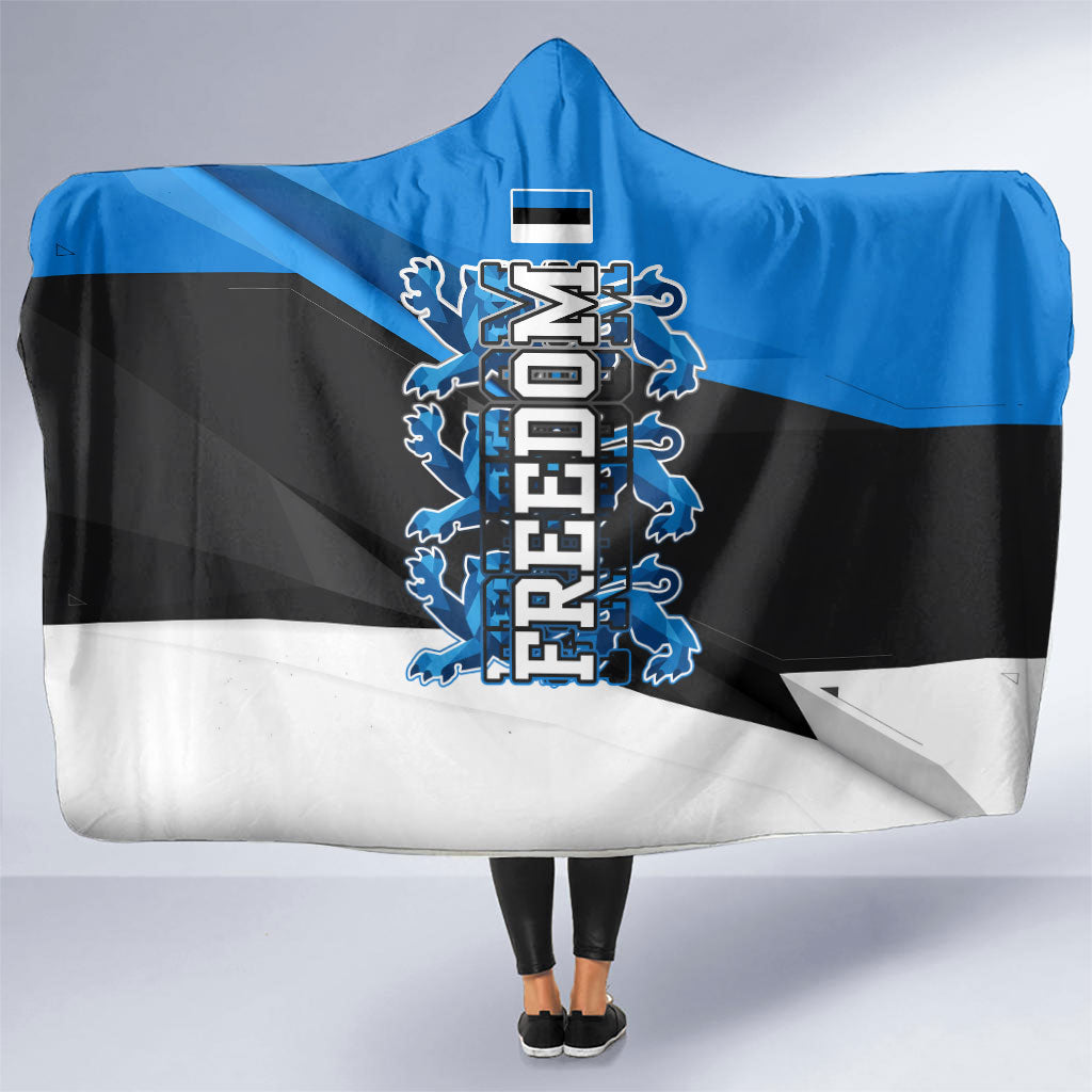 Estonia Flag 1884 Freedom Hooded Blanket Geometric Lion Crest National Pride