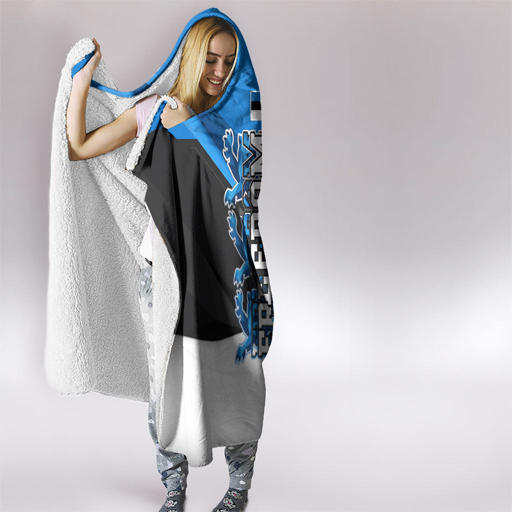 Estonia Flag 1884 Freedom Hooded Blanket Geometric Lion Crest National Pride