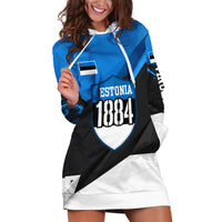 Estonia Flag 1884 Freedom Hoodie Dress Geometric Lion Crest National Pride