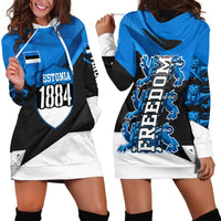 Estonia Flag 1884 Freedom Hoodie Dress Geometric Lion Crest National Pride