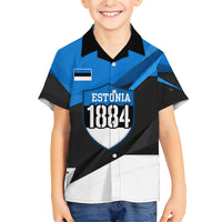 Estonia Flag 1884 Freedom Kid Hawaiian Shirt Geometric Lion Crest National Pride