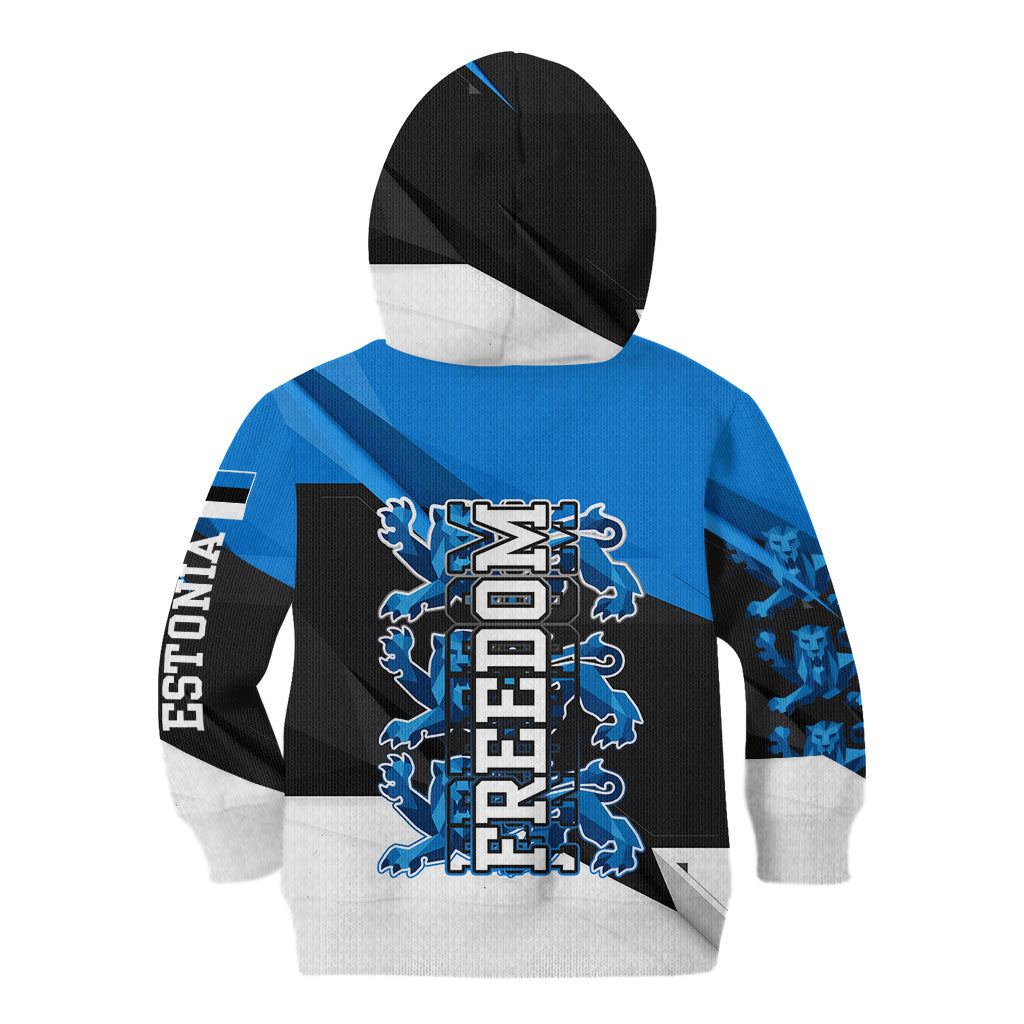 Estonia Flag 1884 Freedom Kid Hoodie Geometric Lion Crest National Pride