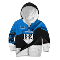 Estonia Flag 1884 Freedom Kid Hoodie Geometric Lion Crest National Pride