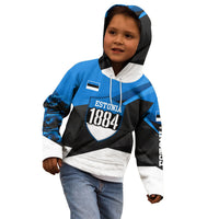 Estonia Flag 1884 Freedom Kid Hoodie Geometric Lion Crest National Pride