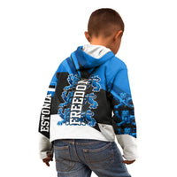 Estonia Flag 1884 Freedom Kid Hoodie Geometric Lion Crest National Pride