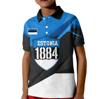 Estonia Flag 1884 Freedom Kid Polo Shirt Geometric Lion Crest National Pride