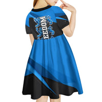 Estonia Flag 1884 Freedom Kid Short Sleeve Dress Geometric Lion Crest National Pride