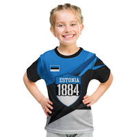 Estonia Flag 1884 Freedom Kid T Shirt Geometric Lion Crest National Pride