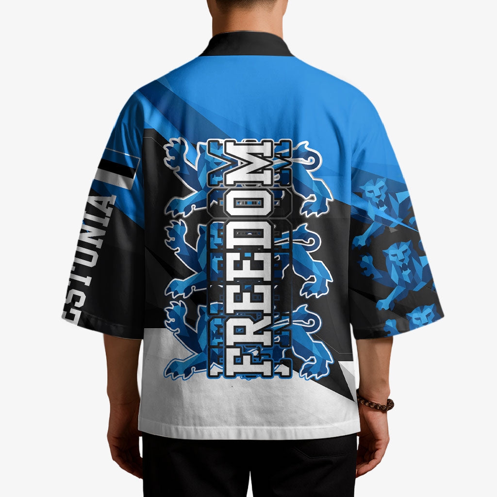 Estonia Flag 1884 Freedom Kimono Geometric Lion Crest National Pride