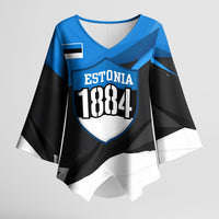 Estonia Flag 1884 Freedom Kimono Sleeve Blouse Geometric Lion Crest National Pride