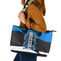 Estonia Flag 1884 Freedom Leather Tote Bag Geometric Lion Crest National Pride