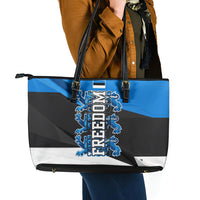 Estonia Flag 1884 Freedom Leather Tote Bag Geometric Lion Crest National Pride