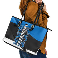Estonia Flag 1884 Freedom Leather Tote Bag Geometric Lion Crest National Pride