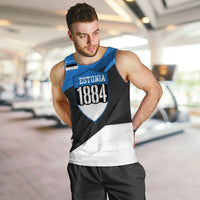Estonia Flag 1884 Freedom Men Tank Top Geometric Lion Crest National Pride
