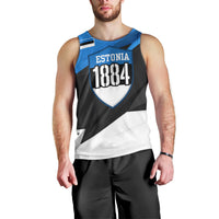 Estonia Flag 1884 Freedom Men Tank Top Geometric Lion Crest National Pride