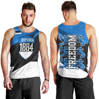 Estonia Flag 1884 Freedom Men Tank Top Geometric Lion Crest National Pride